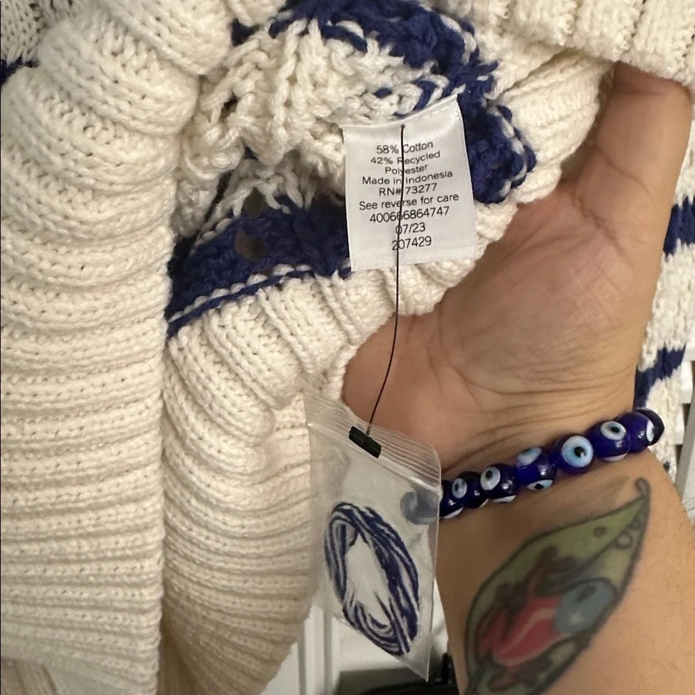 NWOT Sonoma Navy and White Striped Sweater Size 0X - Picture 5 of 5